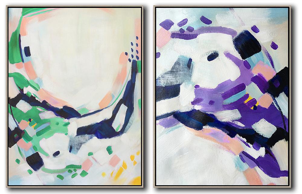 Set of 2 Abstract Painting #S118 - Click Image to Close